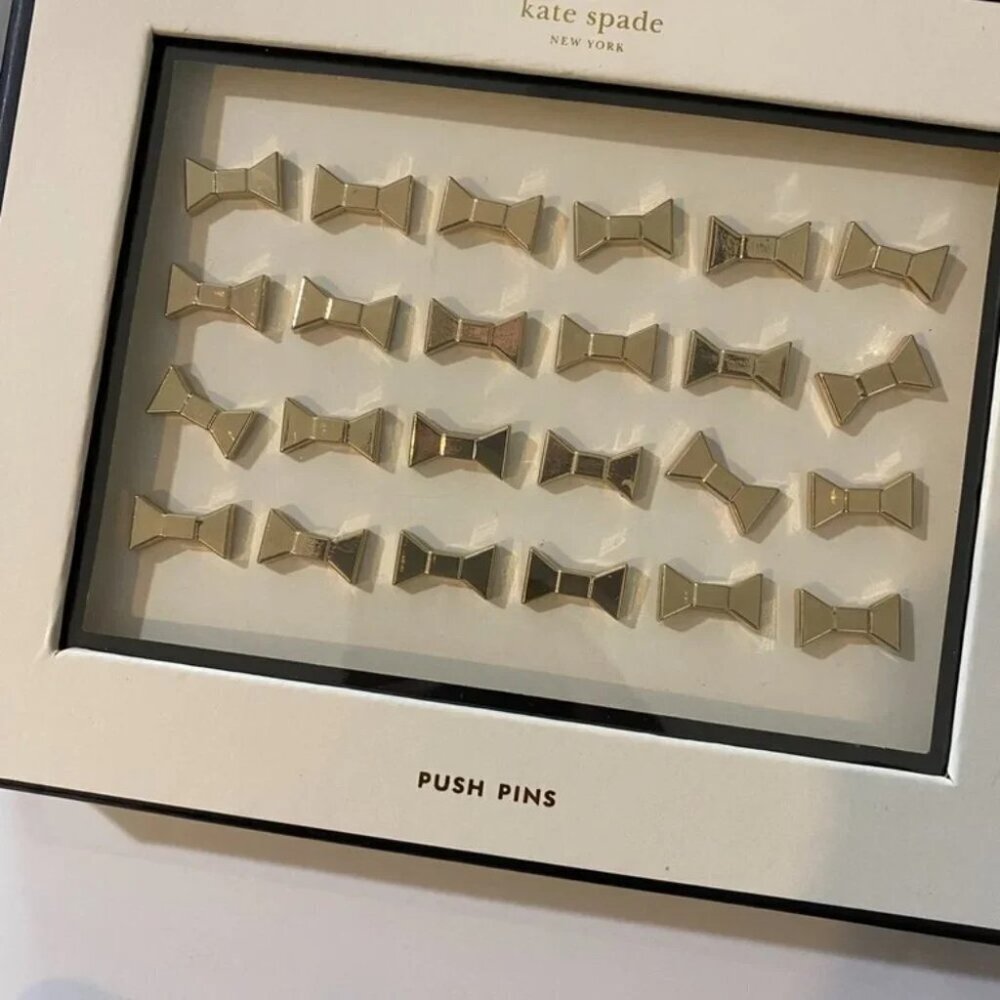Kate Spade 24 Gold Tone Bow Push Pins 1/2in